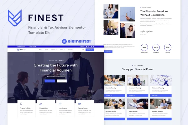 Finest financial and tax advisor Elementor template kit preview