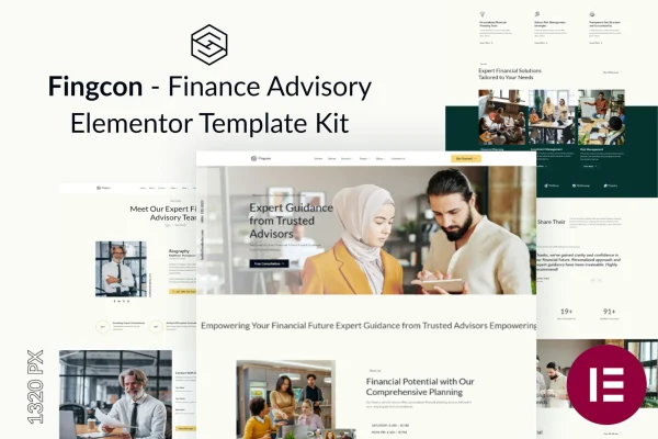 Fingcon finance advisory Elementor template kit cover image