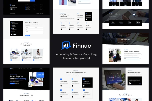Finnac accounting and finance consulting Elementor template kit preview