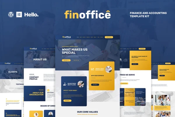 FinOffice finance and accounting Elementor template kit preview