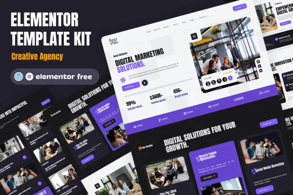 Finovia digital marketing agency Elementor kit page templates preview