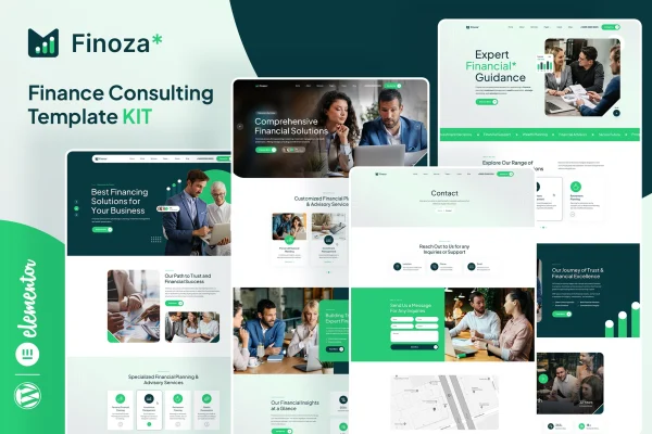 Finoza finance consulting Elementor template kit preview