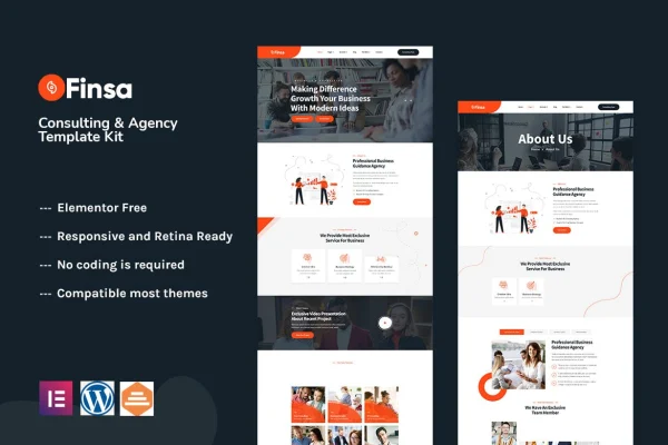 Finsa consulting and agency Elementor template kit preview