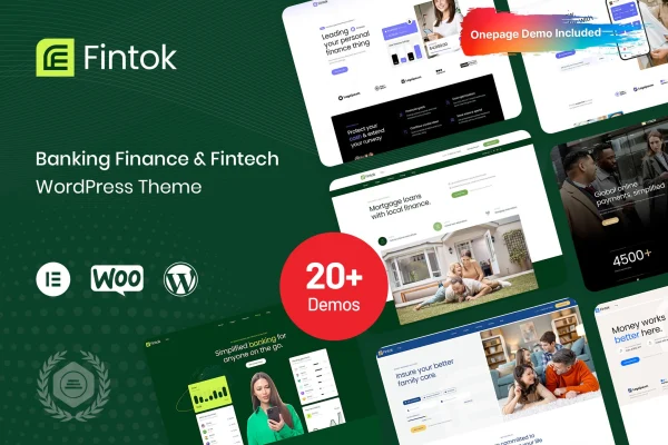 Fintok banking, finance and fintech WordPress theme preview