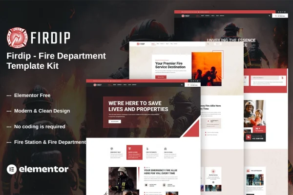 Firdip fire department Elementor template kit cover image