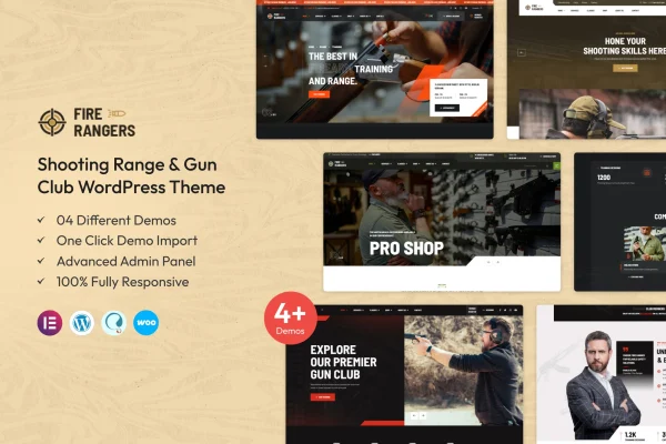 Fire Rangers shooting range WordPress theme preview