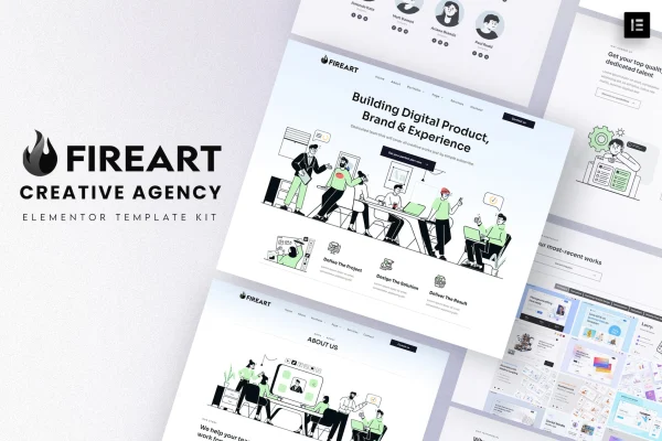 Fireart creative agency Elementor template kit cover image
