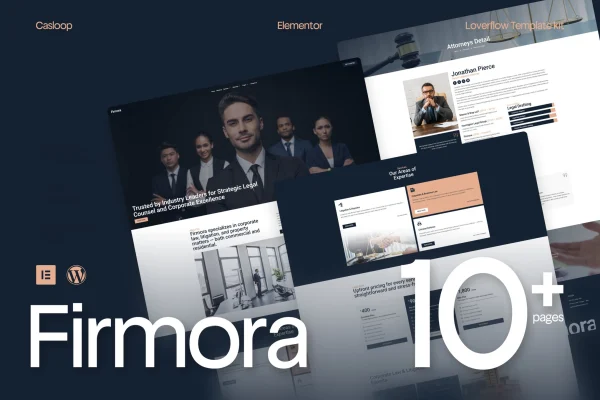 Firmora law firm and attorney Elementor template kit preview