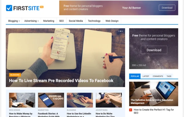 FirstSite Pro WordPress blog theme preview