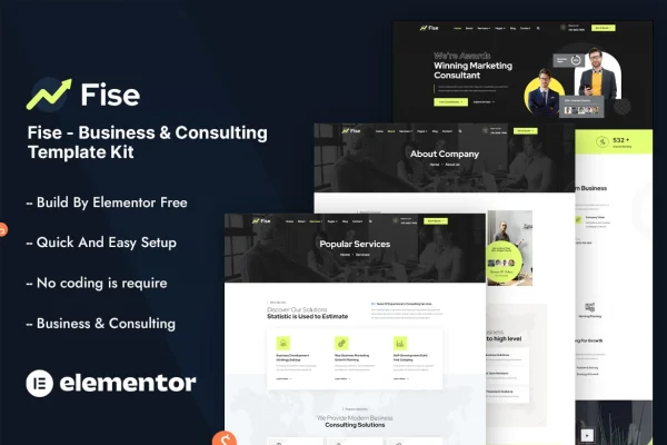Fise business and consulting Elementor template kit preview