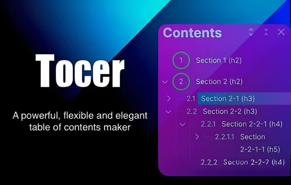 Tocer (Fixed TOC) WordPress table of contents plugin banner