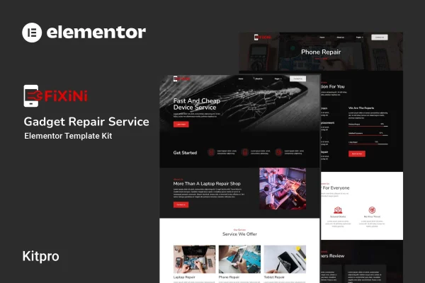Fixini gadget repair service Elementor template kit preview