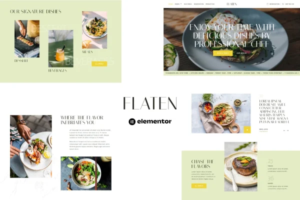 Flaten restaurant and catering Elementor template kit preview