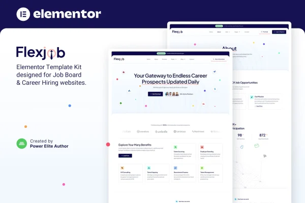 Flexjob job board and vacancies Elementor template kit preview