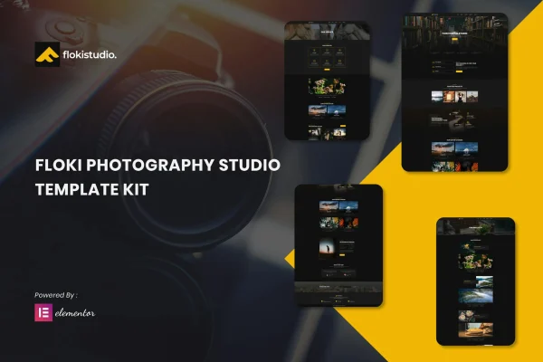 Floki photography studio Elementor template kit preview