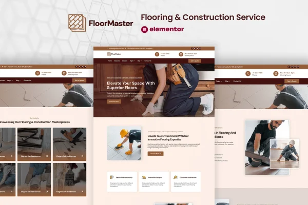 FloorMaster flooring and construction Elementor template kit preview