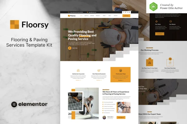 Floorsy flooring and paving services Elementor template kit preview