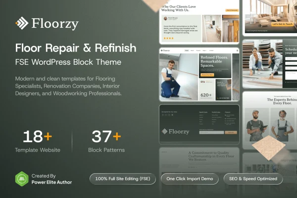 Floorzy floor repair and refinishing WordPress block theme preview