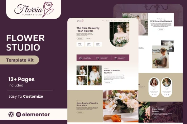 Floria flower boutique and decoration Elementor template kit preview