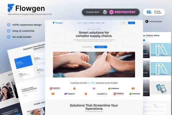 Flowgen operations and supply chain consulting Elementor template kit preview