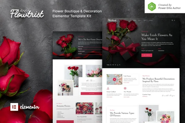 Flowtrist florist and flower boutique Elementor template kit preview