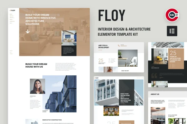 Floy interior design and architecture Elementor template kit cover image