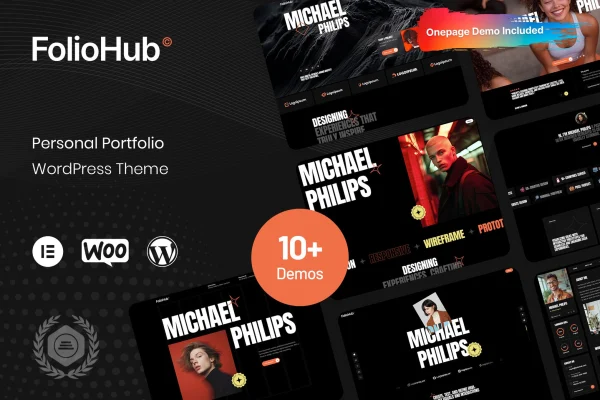 FolioHub personal portfolio WordPress theme preview