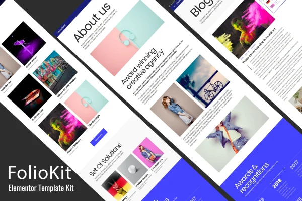 Foliokit personal portfolio Elementor template kit preview