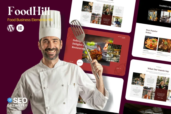 FoodHill restaurant Elementor template kit preview