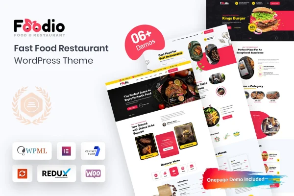 Foodio fast food restaurant WordPress theme preview