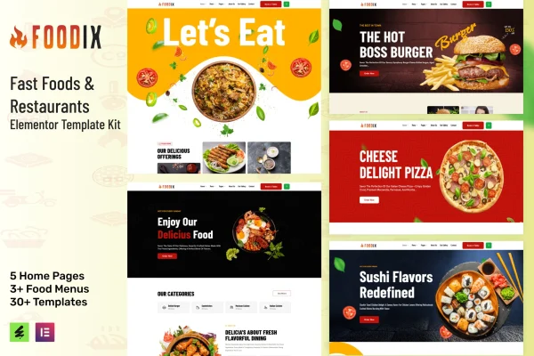 Foodix fast food and restaurant Elementor template kit preview