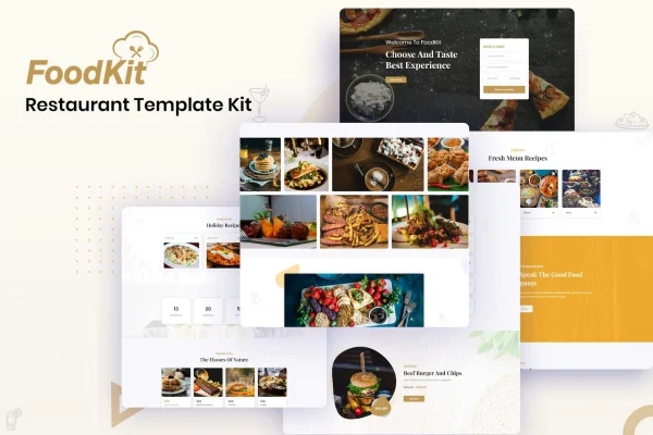 FoodKit restaurant Elementor template kit cover image