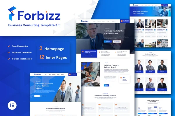 Forbizz business consulting Elementor template kit preview