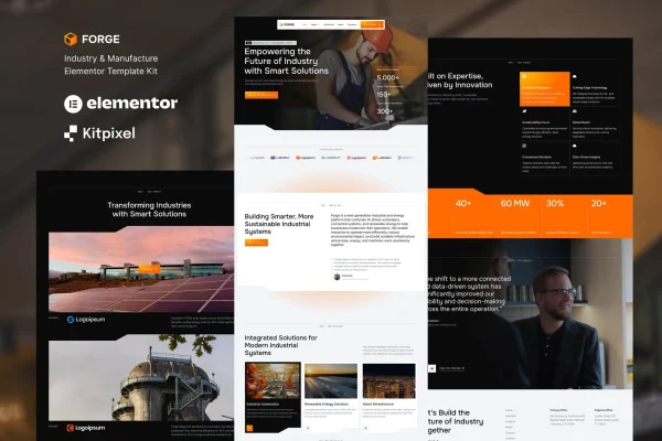 Forge industry and manufacturing Elementor template kit cover image
