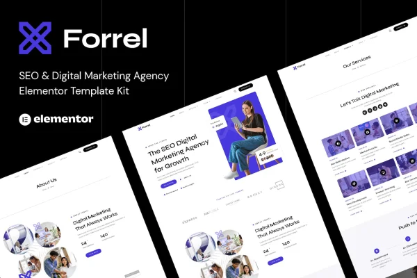 Forrel SEO and digital marketing agency Elementor template kit preview