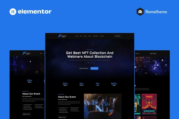 Fortynes NFT conference Elementor template kit preview