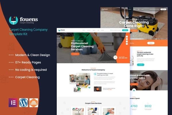 Fouens cleaning and home maintenance Elementor template kit preview