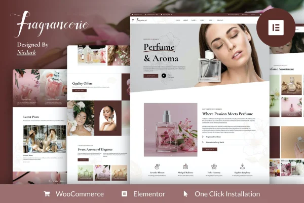 Fragrancerie perfume and cosmetic shop Elementor template kit preview