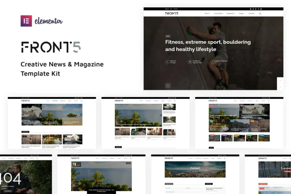 FrontFive news and magazine Elementor template kit preview