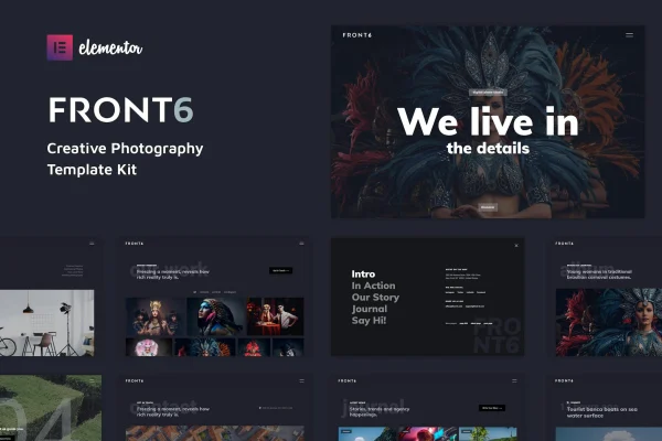 FrontSix creative photography Elementor template kit preview