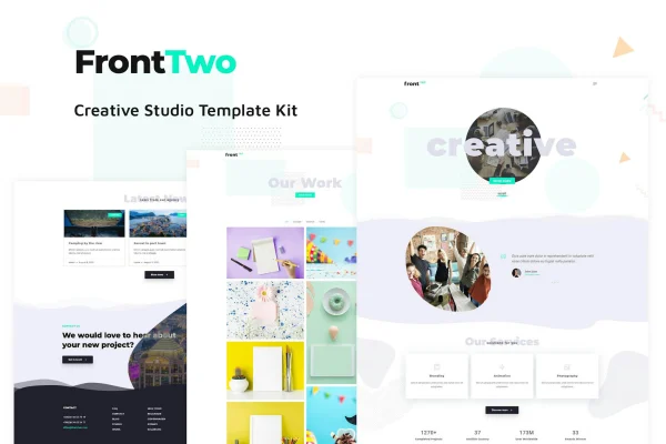 FrontTwo Creative Studio Elementor template kit preview