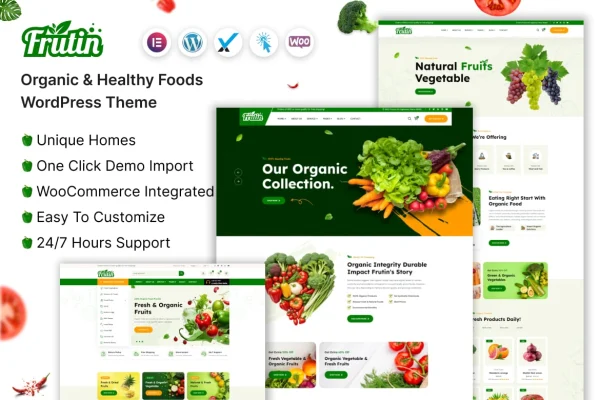 Frutin organic and healthy food WordPress theme preview