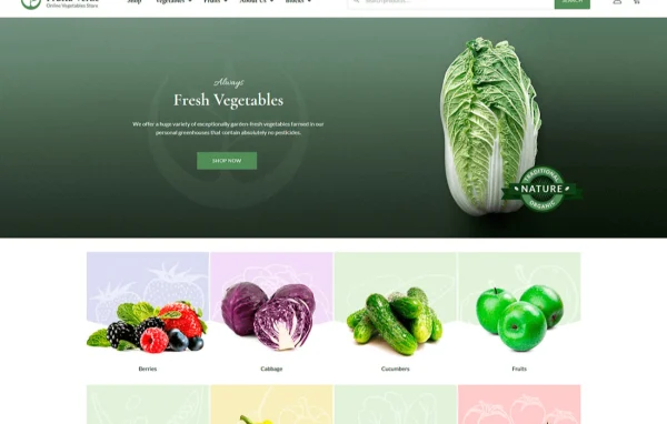 Frutta Verde WooCommerce grocery store theme preview with green design