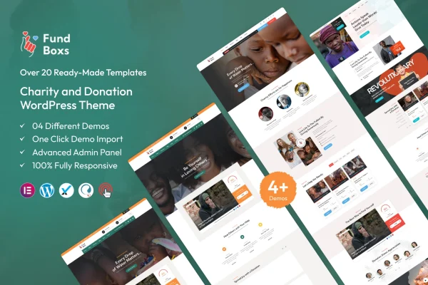 Fundboxs charity and donation WordPress theme preview