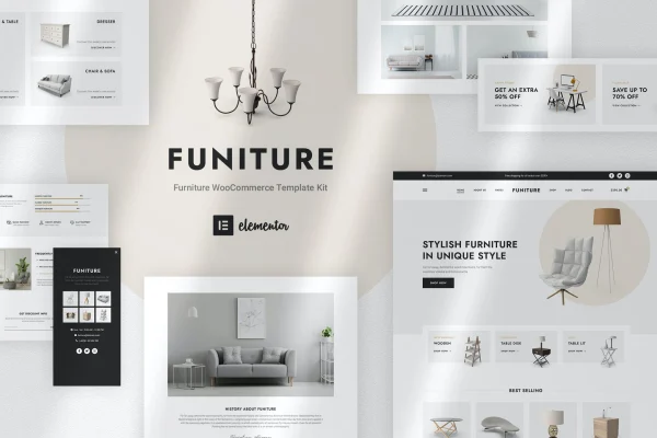 Funiture furniture shop Elementor template kit preview