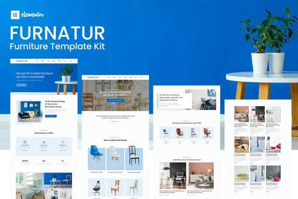 Furnatur furniture eCommerce Elementor template kit preview