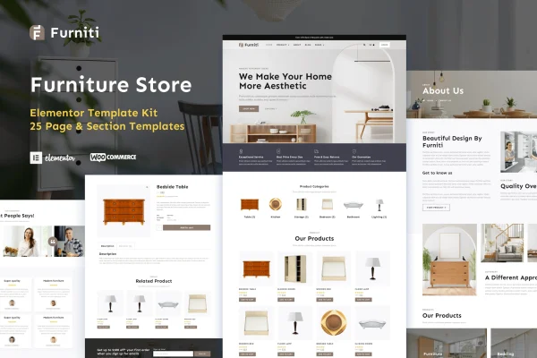 Furniti furniture and home decor store Elementor template kit preview