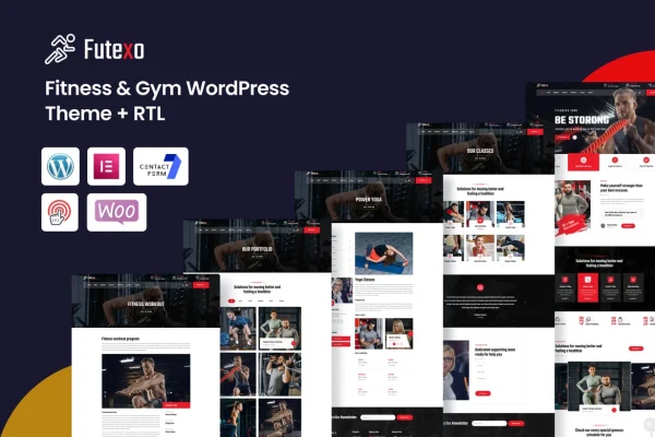 Futexo fitness and gym WordPress theme preview