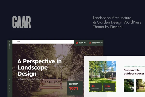 Gaar landscape architecture and garden design WordPress theme preview