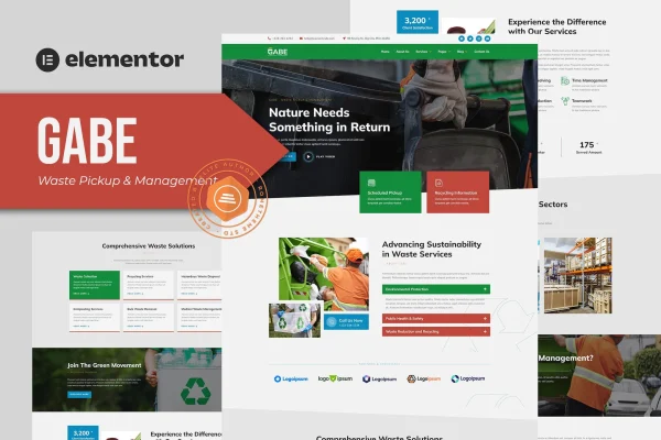 Gabe waste pickup and management Elementor template kit preview